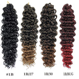 18inch Synthetic Deep Twist Crochet hair Bohemian Crochet Braids Natural Black Deep Wave Braiding hair Extensions (5Packs,1B/BUG)