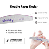 ekanzy Nail Files 15 PCS Professional Manicure Double Sided Fingernail File Washable Emery Board Pedicure Tool 100/180 for Home and Salon Use