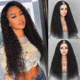 K'ryssma Curly Wig Human Hair 100% Brazilian Remy Glueless 2x4 U Part Wig Human Hair Wigs for Black Women 150% High Density Natural Color 14 inches