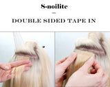 S-noilite 22" Body Wave Human Hair Tape in Extensions 100g 40pcs Invisible Seamless Weft Wavy Tape Extensions Real Hair Double Sided Rooted Remy Human Hair #1B Body Wave-Natural Black