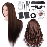 Mannequin Head, ALUOHA 26 Inches 50% Real Hair Training Head, Brown Professional Cosmetology Hairdressing Manikin Dolls Head Hair Styling Model for Hairdresser Practice with Clamp and Braid Set Style