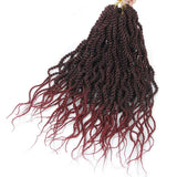 (6Packs)18Inch Wavy Senegalese Twist Crochet Hair Braids Wavy Ends Ombre Synthetic Hair Extension Curly Crochet Twist Braiding Hair(#1B/BUG)