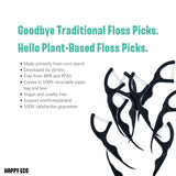 Happy Eco - Natural Dental Floss Picks (200count) - BPA Free, Vegan, Sustainable Flossers for Eco-Friendly Teeth Cleaning- Pack of 4 (200 Count Mint)
