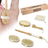 LEPOREM Body Brush - Wet or Dry Brush, Back Brush, Shower & Bath Brush Scrubber with Non-Slip Long handle, Exfoliating Face Brush Massager, Sisal Bag, Cellulite Massager, Natural Bristle, Gift Set