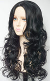 Black wig for women,Long Black Wavy Curly Hair Wigs Movie/TV SHOW Character costume 24 inches Middle Part Long Hair for Women and Girl (Black-no bangs)