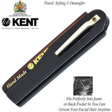 Kent 20T Handmade Fine Tooth Tortoiseshell Folding Comb + Hand Made Pocket Comb for Beard and Mustache - Beard Growth/Fine Tooth Comb - Beard Straightener for Men and Beard Grooming Kit