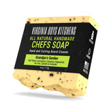 Virginia Boys Kitchens Chefs Soap Bar - For Frequent Hand Washers - Gentle Coffee Grounds Scrub - Powered by Essential Oils (Grandpa's Garden - 7 Essential Oils)