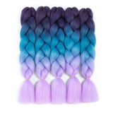 Forevery Rainbow Braiding Hair Kanekalon Synthetic Ombre Hair 5Pcs for Braiding High Temperature Fiber Crochet Twist Braids Purple to Blue to Viole (24", 9#)