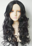 Black wig for women,Long Black Wavy Curly Hair Wigs Movie/TV SHOW Character costume 24 inches Middle Part Long Hair for Women and Girl (Black-no bangs)