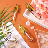 20 Pieces Empty Plastic Lip Gloss Tube with Lid, Refillable Lip Balm Bottle Reusable Lip Balm Container and 20 Pieces Rubber Inserts, 4 Pieces Transfer Pipettes for Lipstick Cosmetics (Gold)