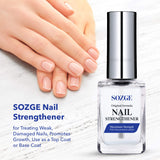 SOZGE Nail Strengthener for Treating Weak, Damaged Nails, Promotes Growth, Use as a Top Coat or Base Coat