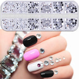 Duufin 6 Boxes Nail Rhinestones and 40 Pots Nail Foils Flakes Nail Paillette Foil Chips Nail Gems Nail Sequins Nail Studs for Nail Art