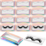 100 Pcs Empty Eyelashes Packaging Soft Paper Lash Box, 50 Empty Eyelash Boxes Lash Box Packaging Empty Lash Box with 50 Empty Eyelash Boxes Tray False Eyelashes Storage Box Lid Tray (Laser)