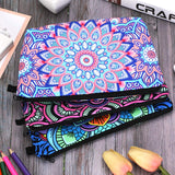 8 Pieces Cosmetic Bag Makeup Bag Waterproof Travel Toiletry Pouch Bag with Mandala Flowers Design, 8 Styles (Round Mandala Flowers)