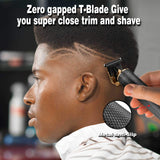T Liners Clippers for Men - Professional Beard/Hair Trimmer with T-Blade, Cordless Li-ion Rechargeable Pro Barber Edgers Detailer Outline Hair Cutting, Zero-Gapped Sharp Blade & Guide Combs, by RAZZAX