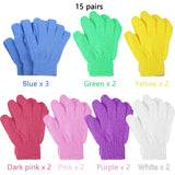 URATOT 15 Pairs Exfoliating Gloves Double Sided Deep Clean Dead Skin and Improves Blood Circulation Bath Gloves