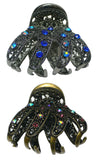 Set of 2 Crystal Jaw Clips with Ample Cavity to Hold Thick Hair, One Ea of 2 Colors YY86410-GL56-2blueN/purple