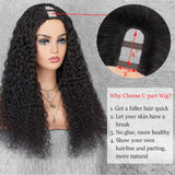 K'ryssma Curly Wig Human Hair 100% Brazilian Remy Glueless 2x4 U Part Wig Human Hair Wigs for Black Women 150% High Density Natural Color 14 inches