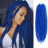 24 Inch 6 Packs AU-THEN-TIC 2X Jumbo Senegalese Twist Crochet Braid Hair Havana Twist Crochet Hair Havana Mambo Twist Crochet Braids Hair Extensions (24 Inch (6 Pack), BLUE)