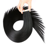 16 inches Remy Tape in Hair Extensions Full Cuticle Virgin Hair Straight 40g 20pcs Jet Black Color