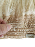 Invisible Halo Human Hair Extensions Blonde Remy Halo Real Hair Extensions Hidden Crown Halo Hair Extensions Straight One Piece Double Weft Can Be Adjusted for Women(16Inch,#60 Platinum Blonde)80g