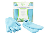 NatraCure Moisturizing Gel Booties and Gloves Set - (For dry skin, dry hands, feet, cracked heels, cuticles, rough skin, dead skin, use with your favorite lotions) - 155/175-AQ/RET - Color: Aqua