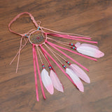 AWAYTR Hippie Headband Feather Dreamcatcher Headdress Boho Headwear Native Headpiece Hippie Feather Hair Accessories (Pink-2)
