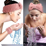 4 Pieces Spa Headband Wrist Washband Face Wash Set, Include 2 Microfiber Headband and 2 Wrist Washband for Women Girls Prevent Liquids from Spilling Down Your Arms (Pink)