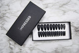 Impressed Luxury Press on Nails 24 pcs Long Fake Coffin Nail Tips Matte Black Rhinestone Design False Nails with Adhesive Nail Glue Tabs (Matte black)