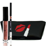 Dollup Beauty Matte Lip Liner and Lipstick Set - Includes 3 Items Liquid Matte Lipstick & Smoothing Lip Liner w/Handcrafted Silhouette Cosmetic Bag (Don't Lose Faith Lipstick)