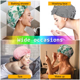 3 Pieces Shower Caps Waterproof Bowknot Bathing Caps Reusable Shower Cap Multi-functional Shower Cap for Women Girls (Stripe, Palm Leaves, Dots)
