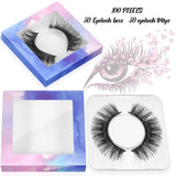 100 Piece Paper Eyelash Packaging Box Lashes Boxes Packaging, 50 Piece Empty Eyelash Boxes Lash Box, 50 Piece Empty Eyelash Boxes Tray False Eyelashes Storage Box Packing Box Lid Tray (Blue Pink)