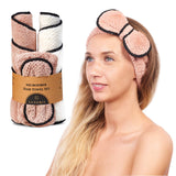 Microfiber Hair Towel for Women - Drying Twist Wrap for Curly, Long, Thin or Short Hair - Ultra Absorbent Anti Frizz Turban for Sleeping and Showering - 2 Pack plus Soft Headband - (Ivory/Pink)