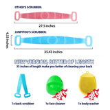 35" Silicone Bath Body Brush – Exfoliating Lengthen Silicone Body Back Scrubber – Easy to Clean, Lathers Well, Eco Friendly – Silicone Face Cleanser and Silicone Body Brush Glove Gray