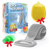 35" Silicone Bath Body Brush – Exfoliating Lengthen Silicone Body Back Scrubber – Easy to Clean, Lathers Well, Eco Friendly – Silicone Face Cleanser and Silicone Body Brush Glove Gray