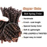 8 Packs 6 Inch Short Bob Spring Twist Crochet Hair Pretwisted Spring Twist Hair Short Pretwisted Passion Twist Crochet Hair Curly Bomb Twist Crochet Braids Hair Kids Crochet Hair (T30#)