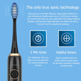 Sonic Rechargeable Electric Toothbrush for Adults, with TPU Wrapped Handle, Inductive Fast Charge, 5 Brushing Modes, Waterproof, Smart Timer, 3 Replacement Heads&Covers, ITECHNIK ST-102 (Black)
