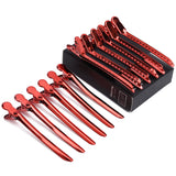 Metal Duckbill Hair Clips, Professional Sectioning Alligator Barrette Red Hair Grip Clamps Salon Barber Hairdressing Styling Tools for Women Girls -12Pcs