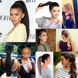 22" Human Hair Ponytail Wrap Around Clip in Ponytail Hair Extensions for Women Jet Black(#1) 100g/3.5oz