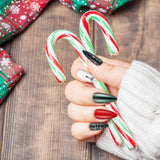 72 Pieces Christmas Fake Nails Artificial Fake Stiletto Fingernails Artificial Full Cover Fingernails with Cute Snowflakes Christmas Trees and Elks for Nail Art Decoration, 12 Sizes (Cute Pattern)