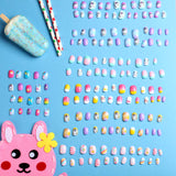 164 Pieces Children Nails Kids Fake Nail Press on Full Cover Glitter Gradient Color Girl Short False Nails 7 Days Unicorn-themed Cute False Nails for Kids Little Girls Nail Decoration, 7 Boxes