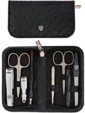 3 Swords Germany - brand quality 8 piece manicure pedicure grooming kit set for professional finger & toe nail care scissors clipper fashion leather case in gift box, Made in Solingen Germany (03928)