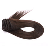 S-noilite 16 18 20inch Clip in Human Hair 8 Pieces Full Head Thick Straight Ombre Clip in Hair 100g Dark Brown Grade 7A Long Clip Hair Extension 100% Remy Hair #2