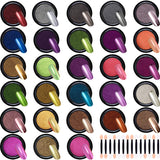 Duufin 28 Colors Nail Powder Metallic Chrome Powder for Mirror Effect Nails Manicure Art Decoration with 28 Pcs Eyeshadow Sticks, 1g/Jar