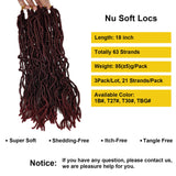HAPPYCC 18 Inch Nu Faux Locs Crochet Hair, 3 Pack Curly Wavy African Soft Goddess Locs Crochet Braids Hair for Black Women Lady Girls, 21 Stands/Pack