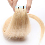 S-noilite Tape in Hair Extensions Blonde 18 Inch 30g 20pcs 100% Remy Human Hair White Blonde Double Sided Rooted Seamless Skin Weft Tape on Natural Hair Extension Bleach Blonde #613