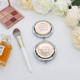 2 Pack,Wedding Keepsake Gift,1 Mother of the Bride makeup mirror 1 Mother of The Groom makeup mirror,Crystal Pocket Compact Makeup Mirrorï¼Engraved Present (champagne)