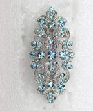 Faship Gorgeous Aqua Blue Rhinestone Crystal Floral Hair Barrette Clip