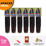 24 Inch 6 Packs AU-THEN-TIC 2X Jumbo Senegalese Twist Crochet Braid Hair Havana Twist Crochet Hair Havana Mambo Twist Crochet Braids Hair Extensions (24 Inch (6 Pack), M1B/30)