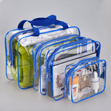 Hotop 4 Pieces Clear Make-up Bags Travel Toiletry Bag Organizers for Traveling, Business Trip and School, Water-proof (Blue)